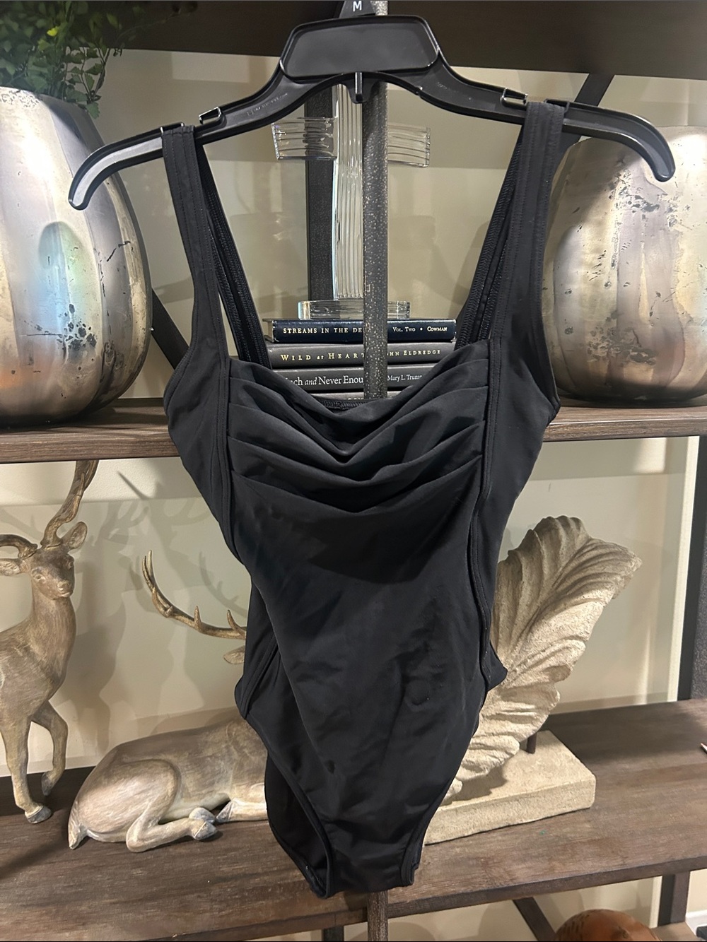 Calvin Klein - small Black One-Piece Swimsuit with Ruched Front